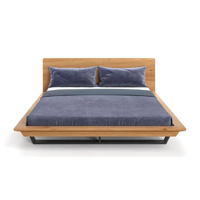 Industrial Bett aus massiver Eiche und Metall | Nova Slim