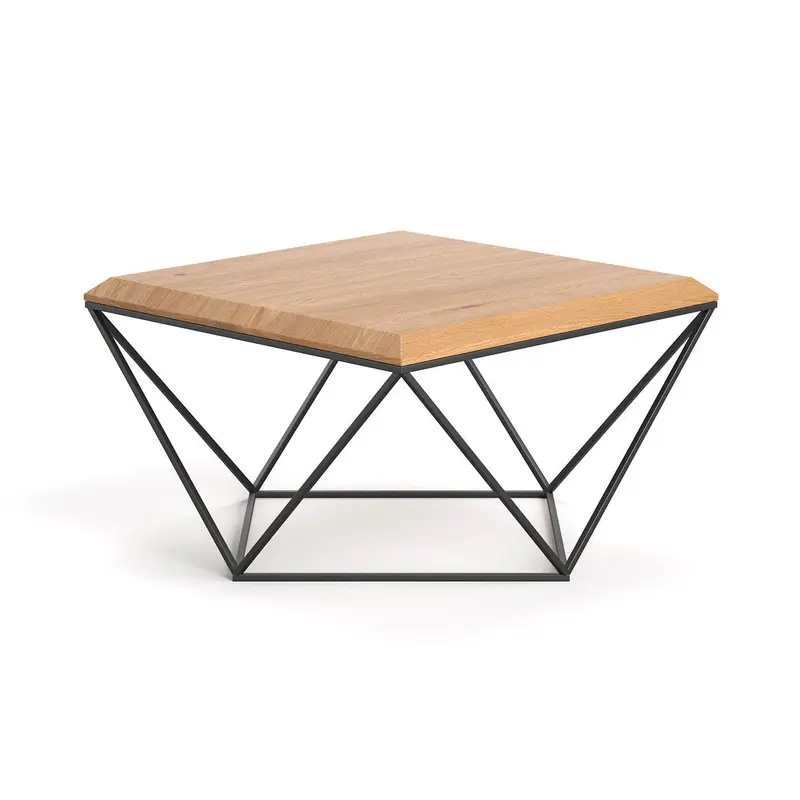 Industrial Couchtisch aus massiver Eiche | Quadratischer Kaffeetisch Arbor in verschiedenen Größen