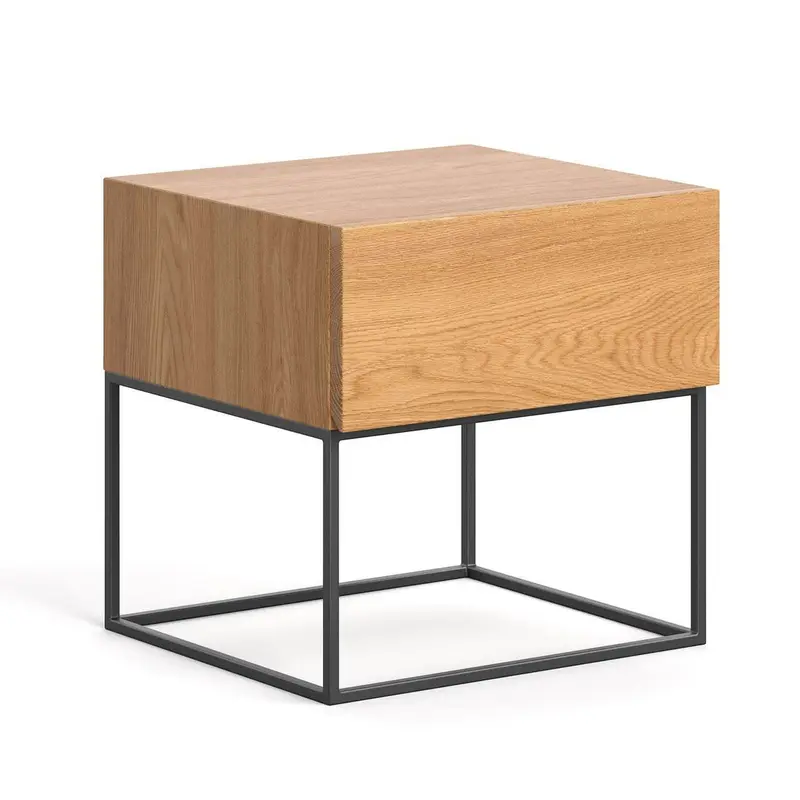 Industrial Nachttisch aus massiver Eiche | Bestelltisch Loom mit Schublade