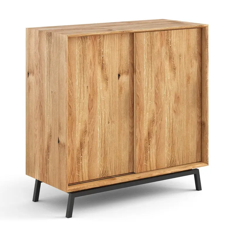Industrial Sideboard mit Schiebetüren | Kommode Modern Loft mit Weinregal