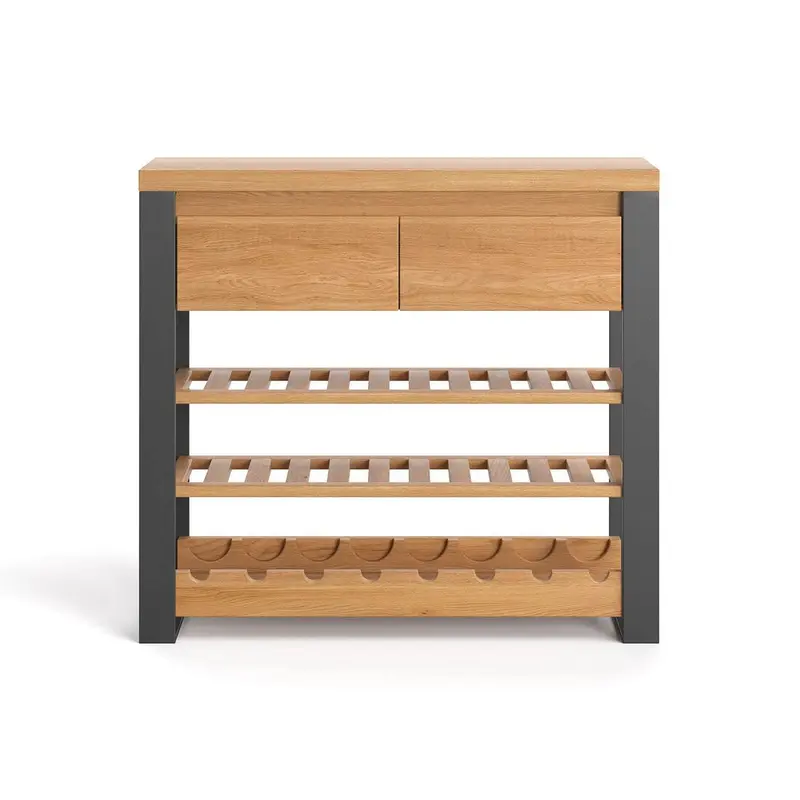 Industrial Weinregal aus massiver Eiche | Konsole Colet