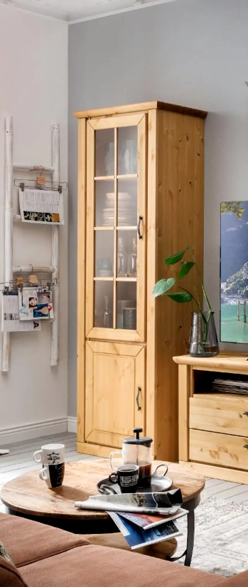 Infantil Adela Vitrine 1-türig aus massiver Kiefer