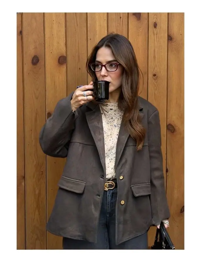 Jacke Wildlederoptik I Black