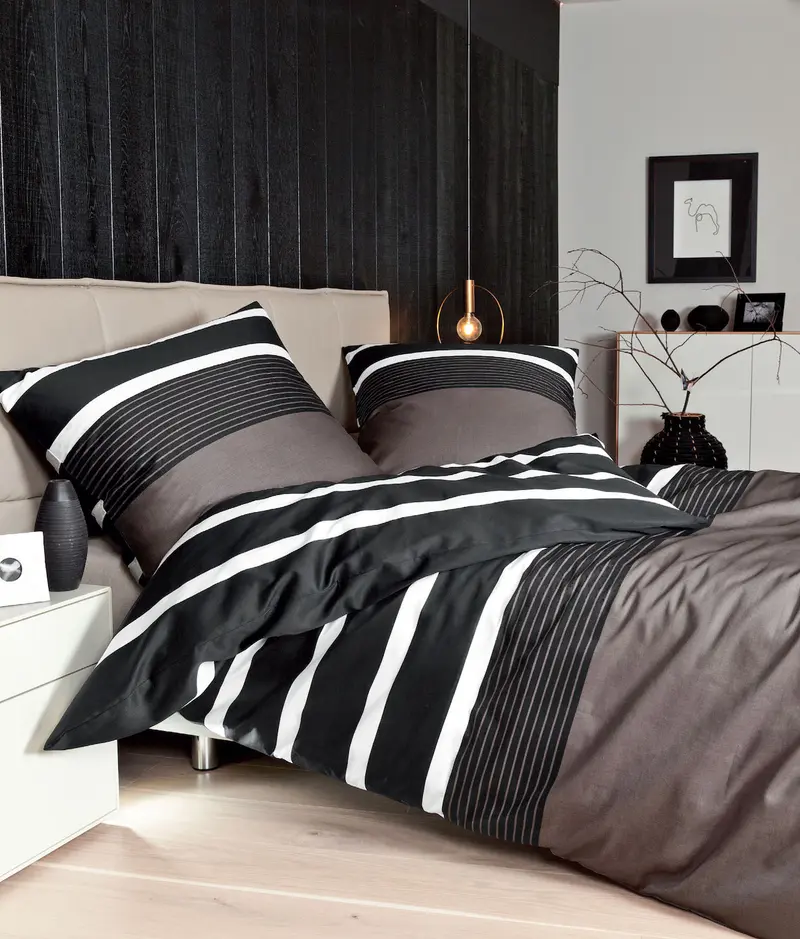 Janine Mako-Satin Bettwäsche J.D. 8468 135x200 nougat-schwarz