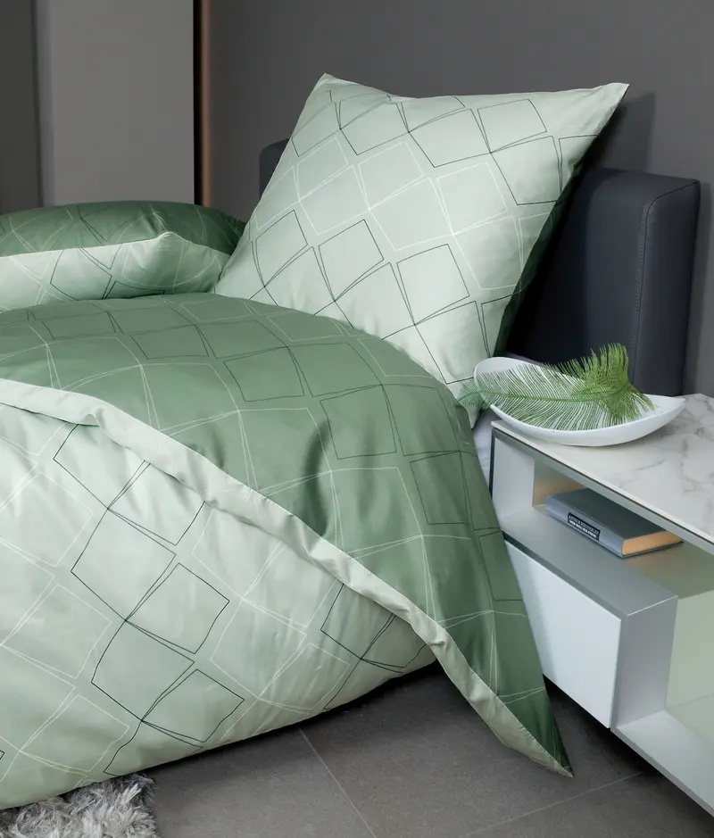 Janine Mako-Satin Bettwäsche J.D. 87053 135x200 jade waldgrün