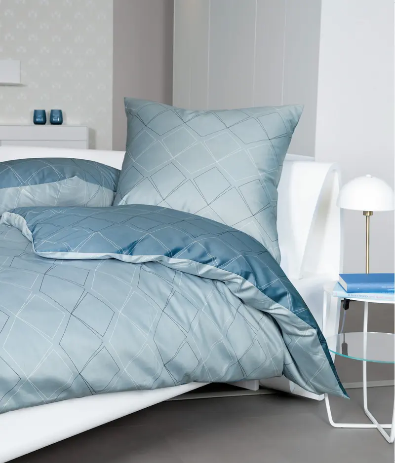 Janine Mako-Satin Bettwäsche J.D. 87053 135x200 steinblau denimblau