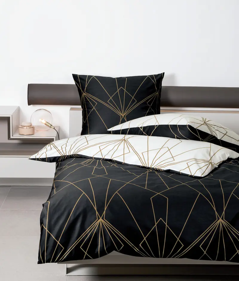Janine Mako-Satin Bettwäsche J.D. 87054 135x200 bronzebraun schwarz