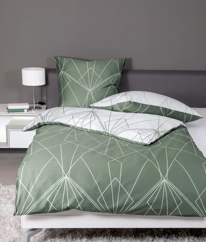 Janine Mako-Satin Bettwäsche J.D. 87054 135x200 salbeigrün jade
