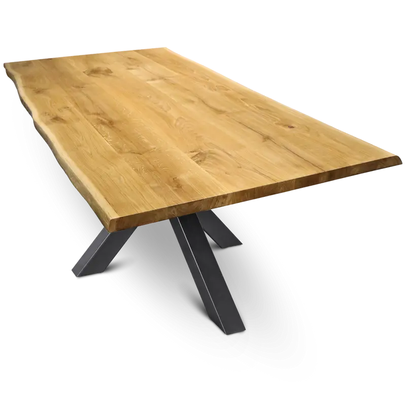 kalb | Massivholztisch Eiche, 4cm massive Tischplatte, geölt, robust & zeitloses Design für Esszimmer, Büro & Konferenzraum, Esstisch Baumkante