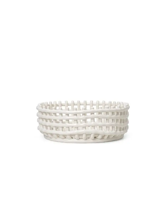 Keramik Korb Centerpiece I Off-white