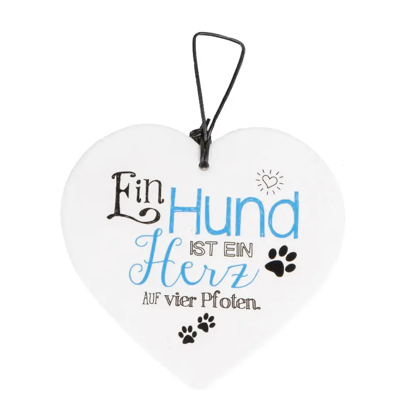 Keramikherz mit Spruch "Ein Hund ist ein Herz auf vier Pfoten"