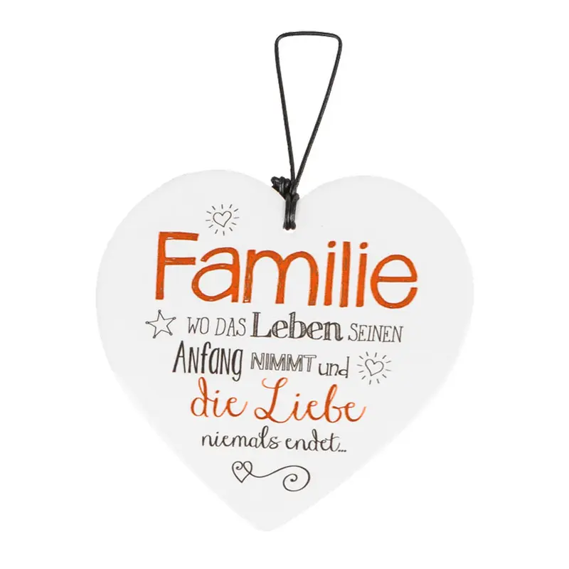 Keramikherz mit Spruch "Familie wo das Leben seinen Anfang nimmt..." Wanddeko Familie
