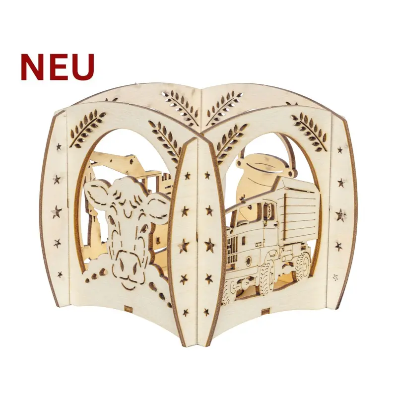Kerzenhalter "Agrar-Motiv" für 1 Teelicht, natur, 12 cm