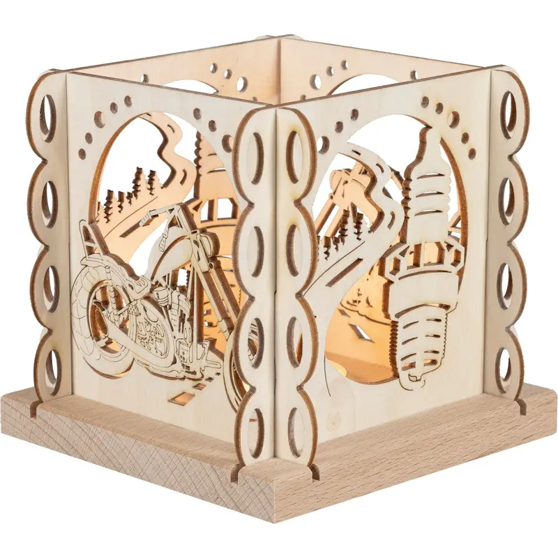 Kerzenhalter "Chopperfreund" für 1 Teelicht, natur, 12 cm