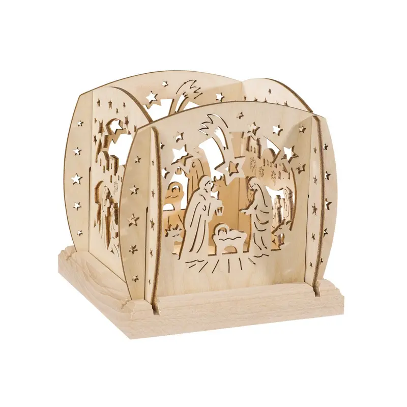 Kerzenhalter "Christi Geburt" für 1 Teelicht, natur, 12 cm