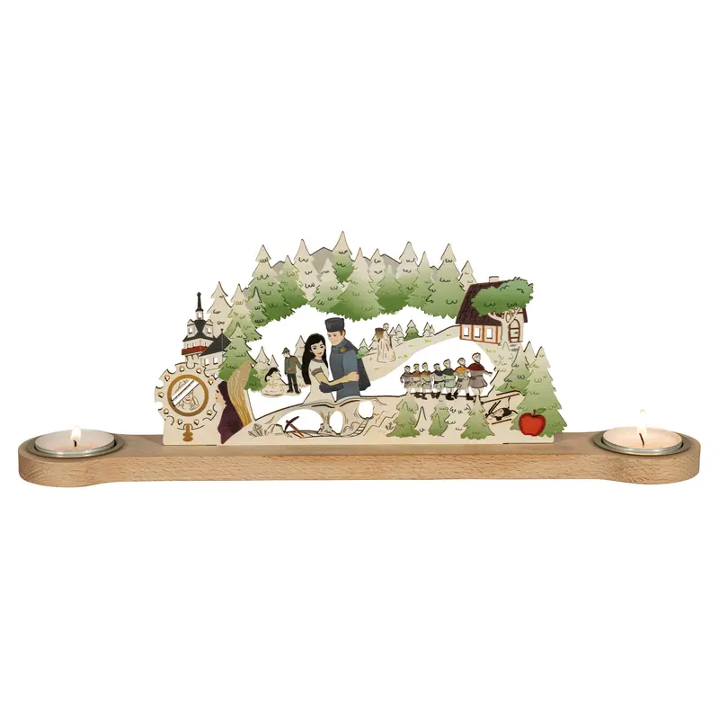 Kerzenhalter "DEFA-Schneewittchen", für 2 Teelichte, bunt abgesetzt, 32 cm
