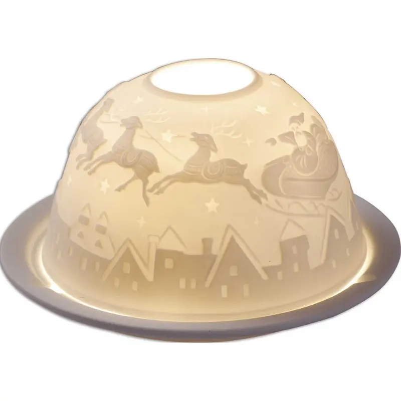 Kerzenhalter Dome Light "Weihnachtsmann mit Rentier" für 1 Teelicht, 7 cm