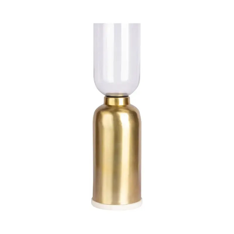 Kerzenhalter – Goldenes Metall, Hoher Zylinder, Marmor Sockel - Shanti 125 | Kayoom