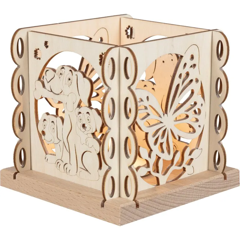 Kerzenhalter "Hundefreund" für 1 Teelicht, natur, 12 cm