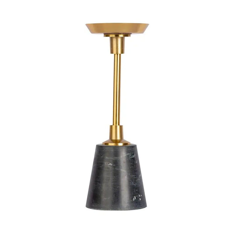 Kerzenhalter – Marmorfuß, Metallhalterung, Gold Schwarz - Fayya 225 | Kayoom