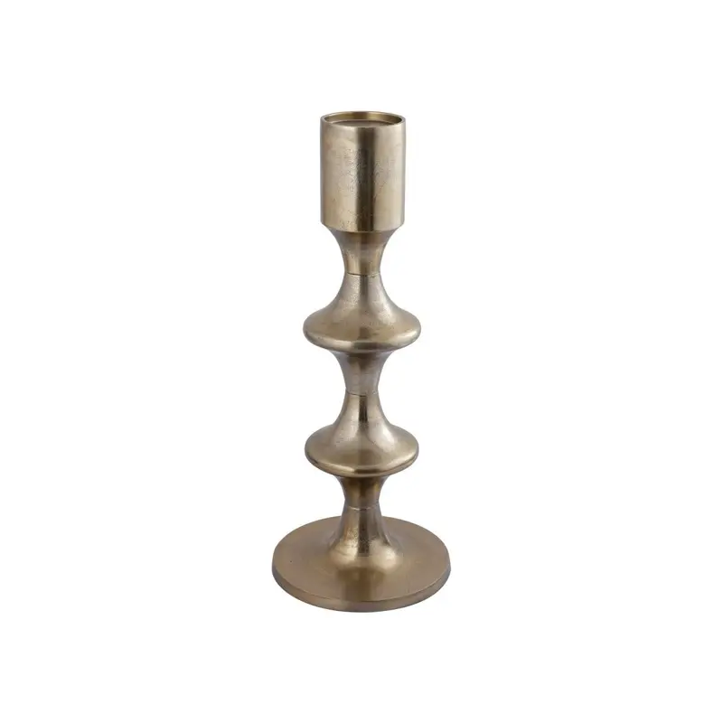 Kerzenhalter – Modernes Design, Runde Form, Aluminium Material, Gold, Niedrig – Taika | PTMD