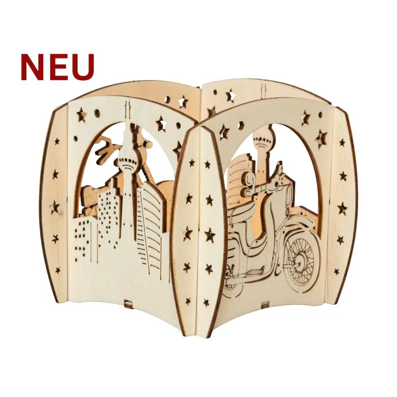 Kerzenhalter "Moped" für 1 Teelicht, natur, 12 cm