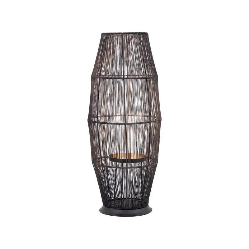 Kerzenhalter – Schwarzes Eisen, Offenes Liniendesign, Ovale Form – Meilo | PTMD