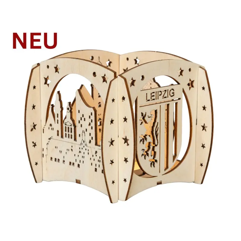 Kerzenhalter "Stadt Leipzig" für 1 Teelicht, natur, 12 cm