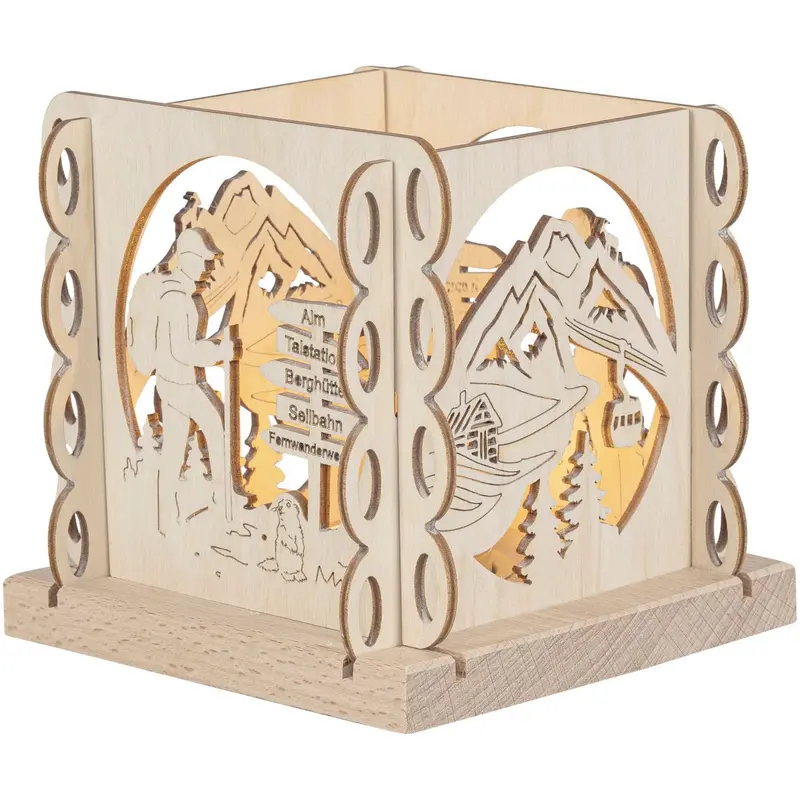 Kerzenhalter "Wanderfreund" für 1 Teelicht, natur, 12 cm