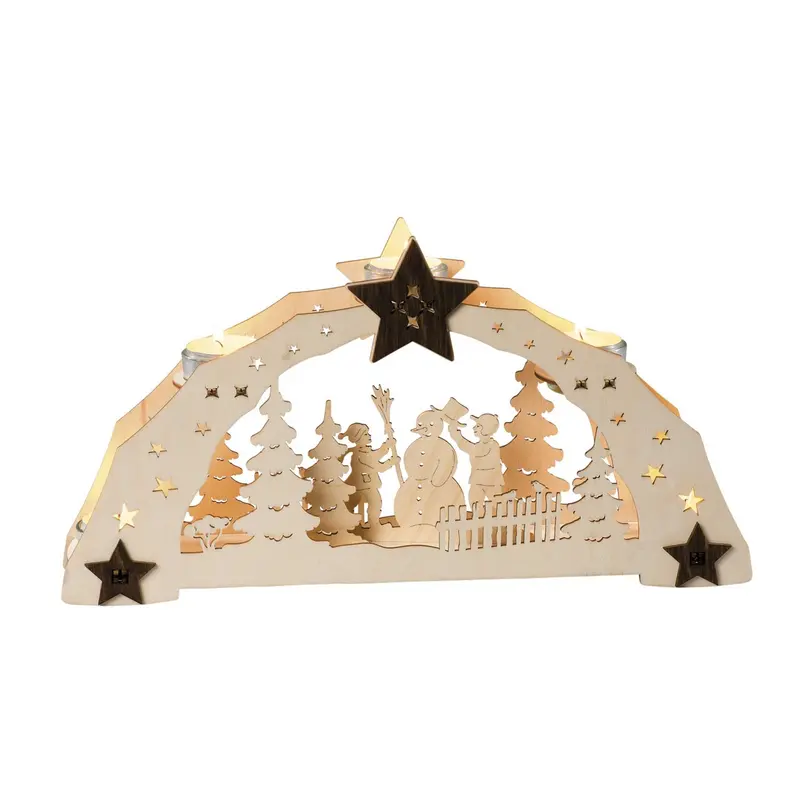 Kerzenhalter "Winterkinder" für 5 Teelichte, natur, 38 cm