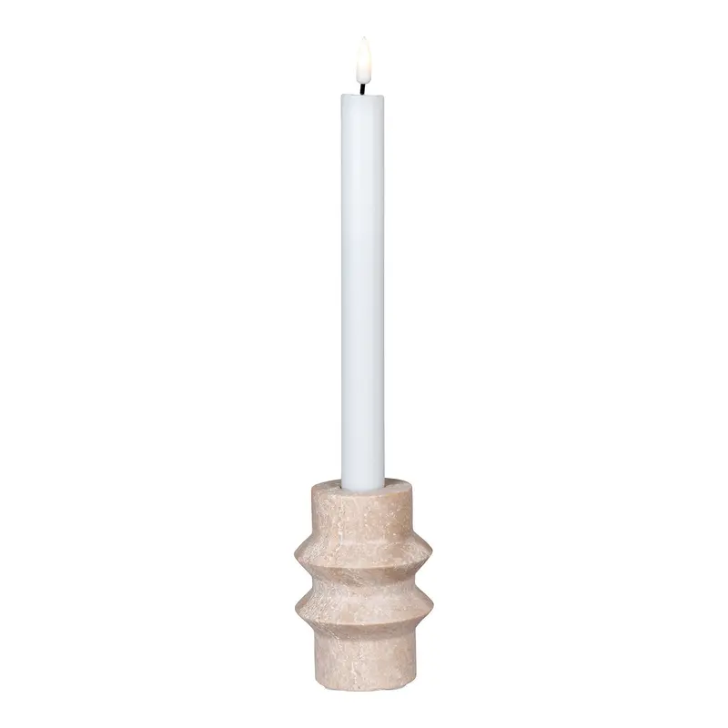 Kerzenständer – Naturtravertin, gedrehtes Profil, 10 cm hoch - Candle Holder | House Nordic