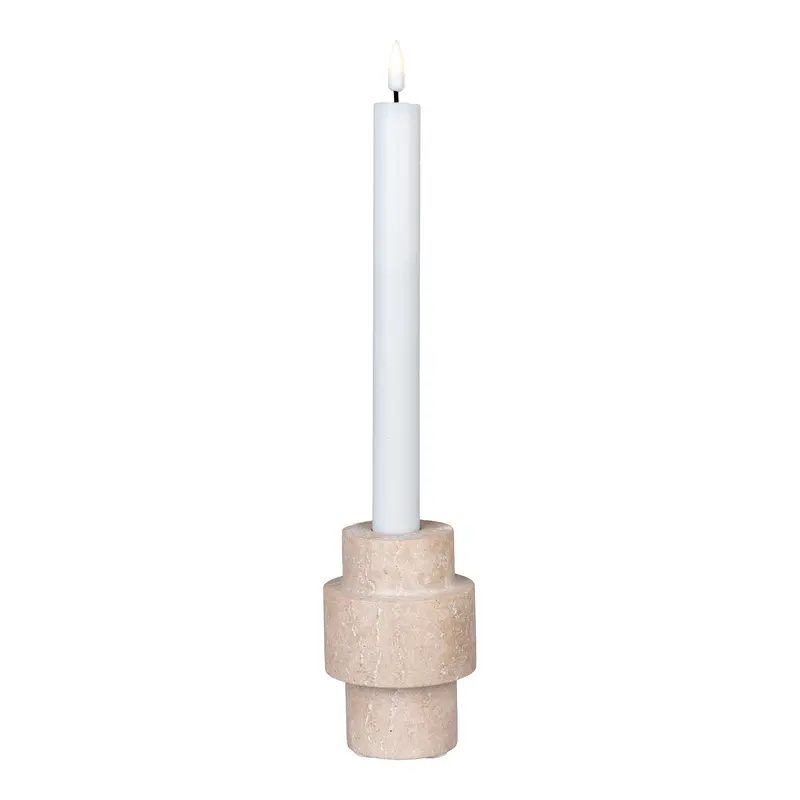 Kerzenständer – Naturtravertin, gestuftes Profil, 10 cm hoch - Candle Holder | House Nordic