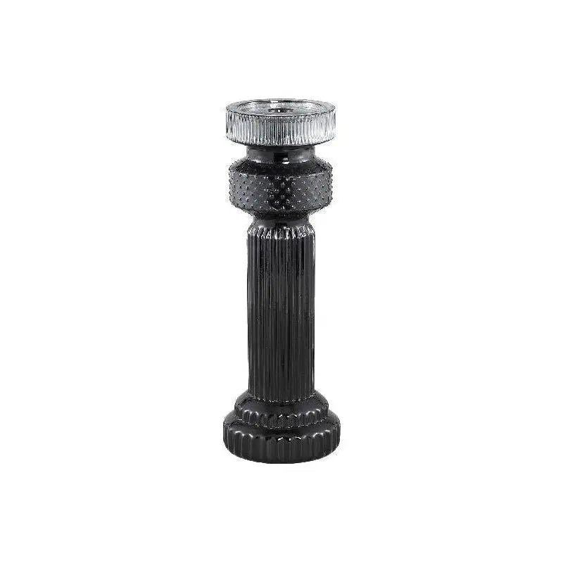 Kerzenständer – Schwarzes Glas, Glänzende Oberfläche, Skulpturale Form, M – Fadri | PTMD