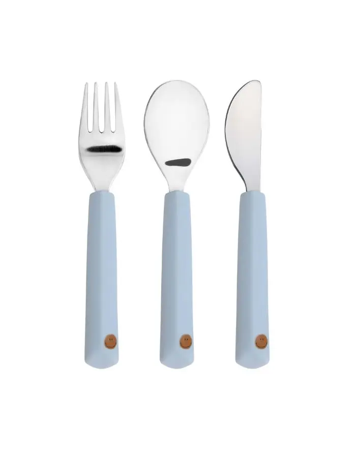 Kinder Besteck Set Happy Rascals I Smile/Sky Blue
