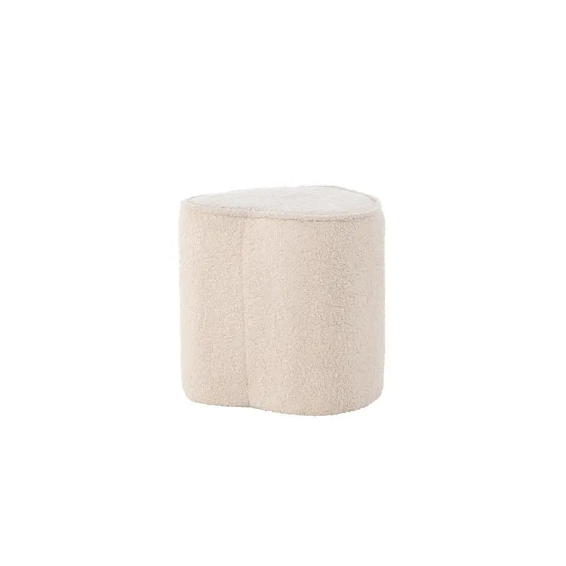 Kinder Hocker Pouf als Herz aus Teddy Bouclé - Beige