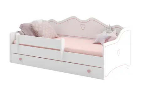 Kinderbett 140 x 70 cm rosa mit Schublade