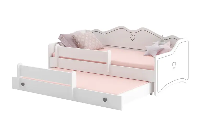 Kinderbett 160 x 80 cm grau mit Schublade