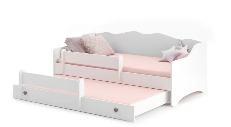 Kinderbett 160 x 80 cm grau mit Schublade