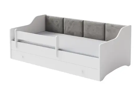 Kinderbett 160 x 80 cm grau mit Schublade