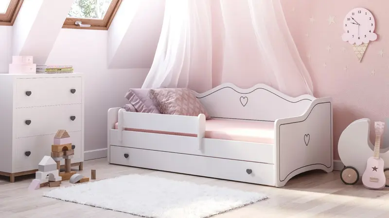 Kinderbett 180 x 80 cm grau mit Schublade