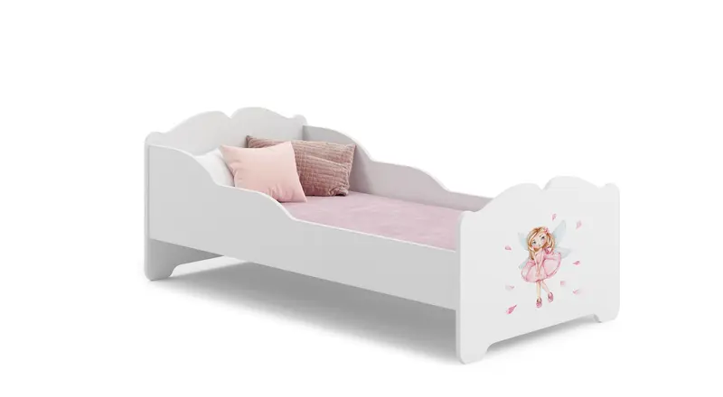 Kinderbett ANNA 140 x 70 cm Mädchen mit Flügeln mit Matratze