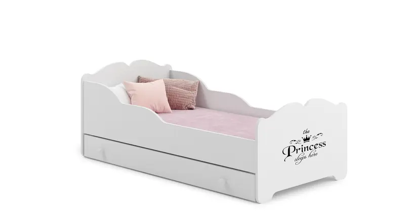 Kinderbett ANNA 140 x 70 cm Prinzessin mit Schublade