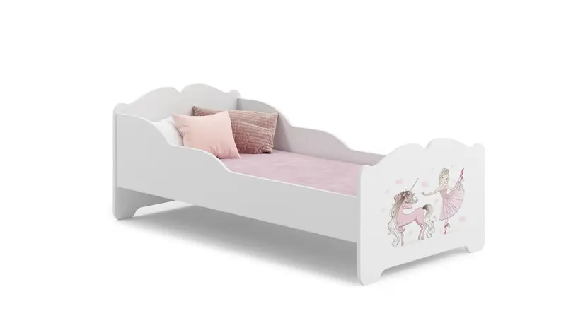Kinderbett ANNA 160 x 80 cm Mädchen mit Einhorn mit Matratze