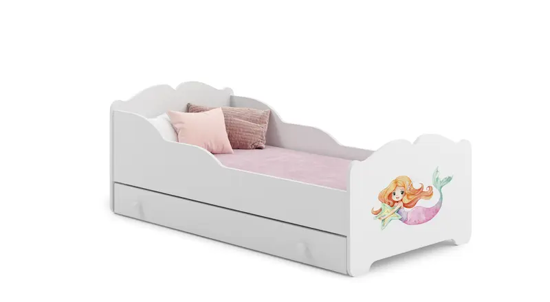 Kinderbett ANNA 160 x 80 cm Meerjungfrau mit Schublade