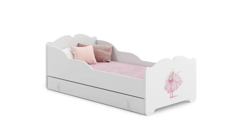 Kinderbett ANNA 160 x 80 cm Prinzessin mit Krone mit Schublade