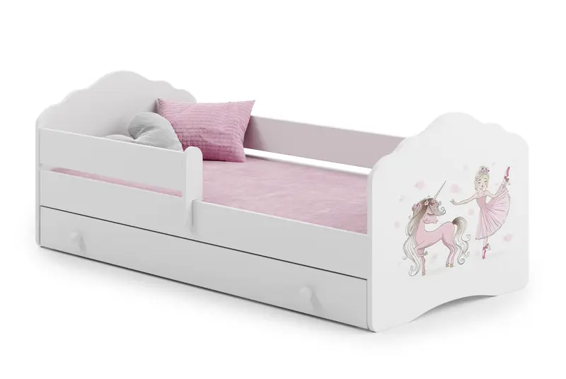Kinderbett Fala 160 x 80 cm Mädchen mit Einhorn mit Schublade