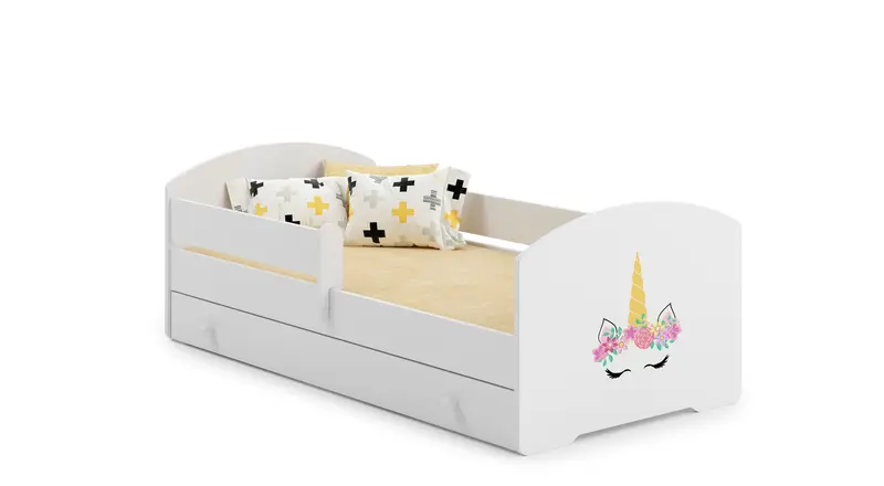 Kinderbett Luk 140 x 70 cm Einhornhorn mit Schublade