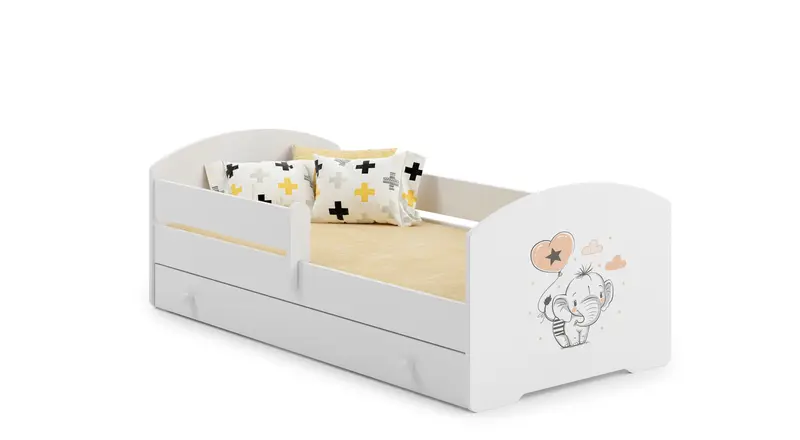 Kinderbett Luk 140 x 70 cm Elefant mit Schublade