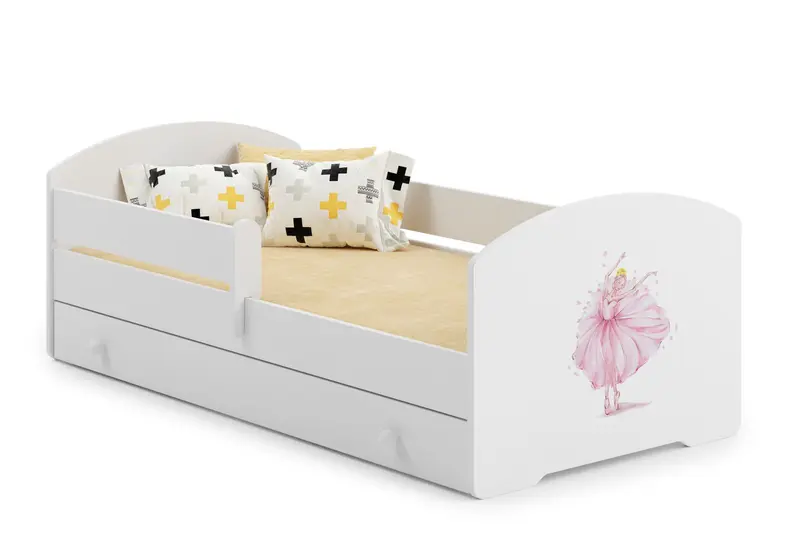 Kinderbett Luk 140 x 70 cm Prinzessin mit Krone mit Schublade