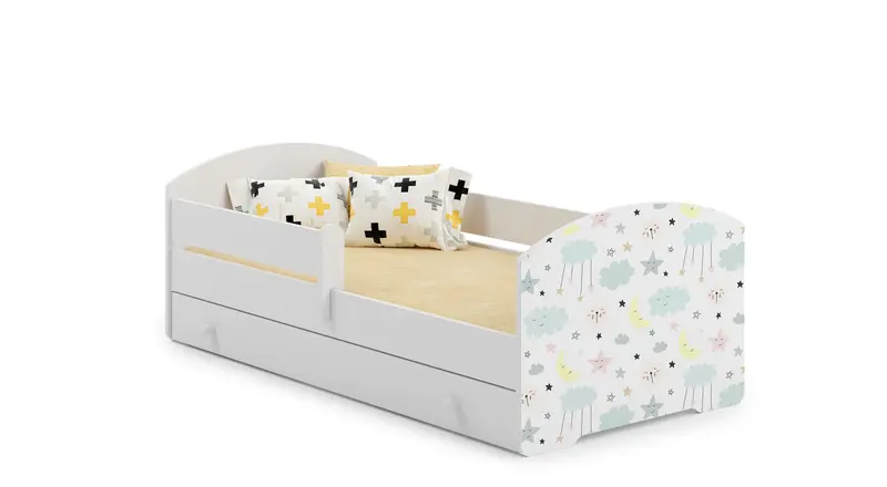 Kinderbett Luk 140 x 70 cm Sterne mit Schublade